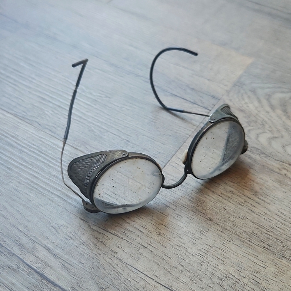 Vintage Wire Frame Safety Glasses Mesh Side Shields